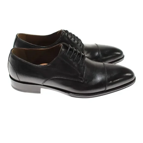 Pastori NWB Justinian Deco Dress Shoes Size 44 US 11 in Solid Black Leather
